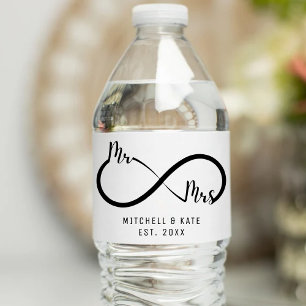 Rótulo De Garrafa De Vinho Mr & Mrs Infinity Symbol Wedding