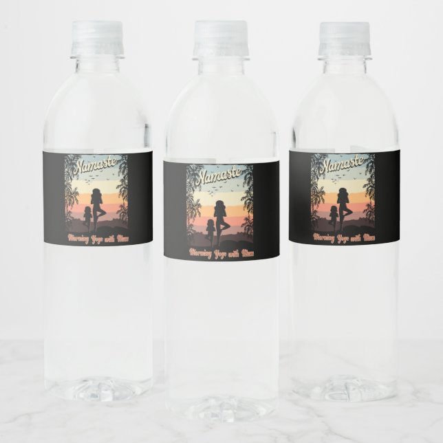 Rótulo De Garrafa De Vinho Namasta Morning Yoga Com Mãe (Garrafas)