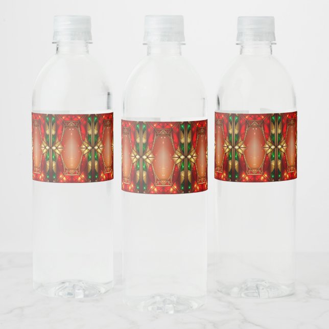 Rótulo De Garrafa De Vinho Natal Ornado com Vitral (Garrafas)