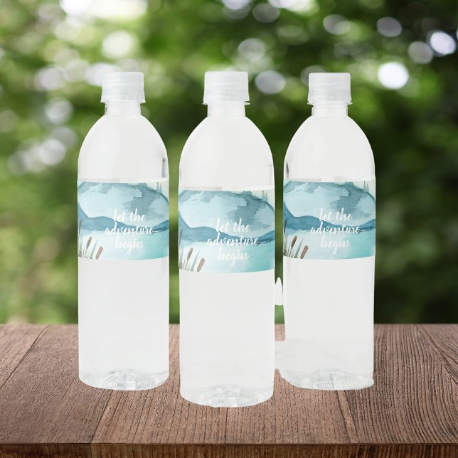 Rótulo De Garrafa De Vinho Natureza Moderna Da Aquarela O Vamos Da Aventura C (Criador carregado)