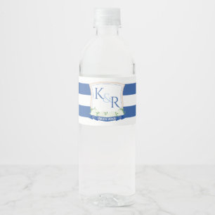 Rótulo De Garrafa De Vinho Náutica Marinho de Aquarela Azul Crest Casado Bran