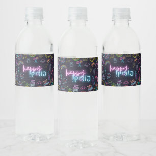 Rótulo De Garrafa De Vinho Neon Purim