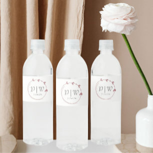 Rótulo De Garrafa De Vinho Noiva Rosa Simples Coração Coroa Monograma Casamen