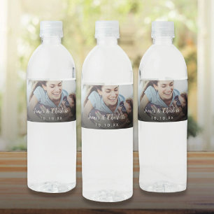 Rótulo De Garrafa De Vinho Nome Data de Roteiro de Foto Personalizada Minimal