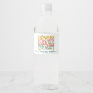 Rótulo De Garrafa De Vinho Nome do Monograma Cor-de-Rosa de Verão