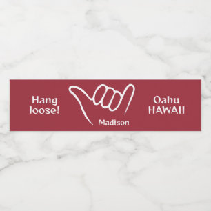 Rótulo De Garrafa De Vinho Nome Personalizado, Localização & Cor Shaka