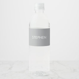 Rótulo De Garrafa De Vinho Nome personalizado minimalista cinza