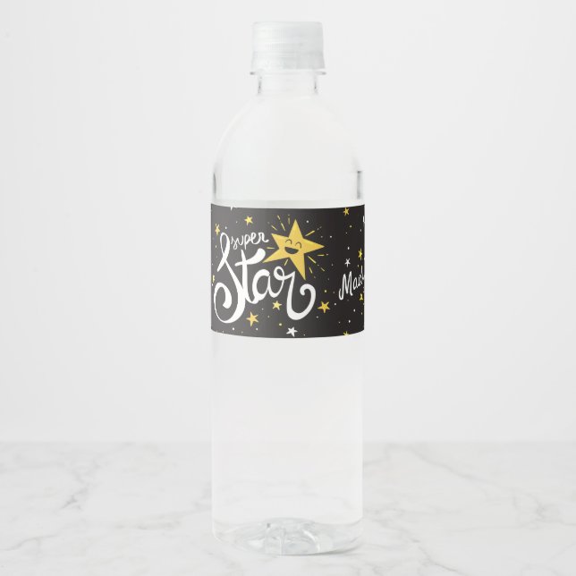 Rótulo De Garrafa De Vinho Nome personalizado Superstar (Frente)