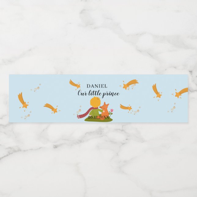 Rótulo De Garrafa De Vinho Nossa Pequena Garrafa de Água Príncipe (Rótulo Único)