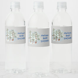 Rótulo De Garrafa De Vinho O bebê da floresta de inverno está frio fora do fl