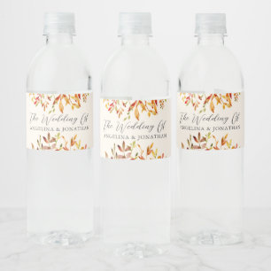 Rótulo De Garrafa De Vinho O outono elegante deixa casamento personalizado