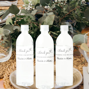 Rótulo De Garrafa De Vinho Obrigado de casamento branco preto