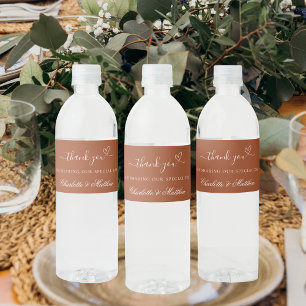 Rótulo De Garrafa De Vinho Obrigado de coração de terraço laranja queimado