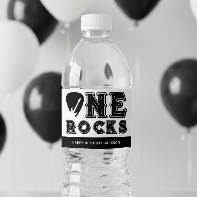 Rótulo De Garrafa De Vinho One Rocks Guitar Pick 1st Birthday Party (One Rocks Guitar Pick 1st Birthday Party Water Bottle Label
)