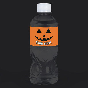 Rótulo De Garrafa De Vinho Orange Pumpkin Personalizado Halloween Seu Nome