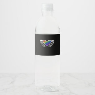 Rótulo De Garrafa De Vinho Orgulho - Mãos de Esqueleto Segurando Cardíaco Clá
