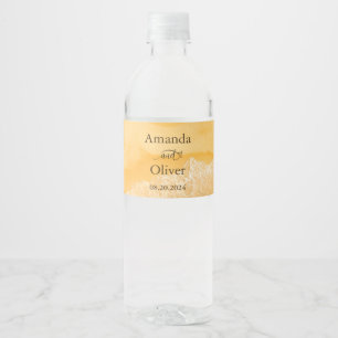 Rótulo De Garrafa De Vinho Ouro Chic Costeiro Sand Teal Weding Bem-vindo