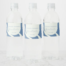 Rótulo De Garrafa De Vinho Padrão abstrato moderno em azul e creme para forma