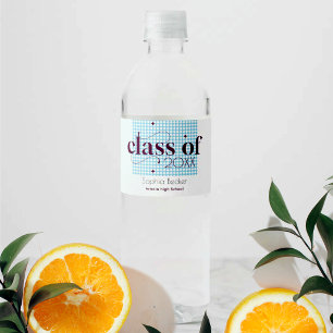 Rótulo De Garrafa De Vinho Padrão de Boné de formatura Azul Moderno