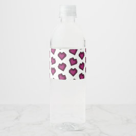 Rótulo De Garrafa De Vinho Padrão de coração de pedra preciosa magenta escuro