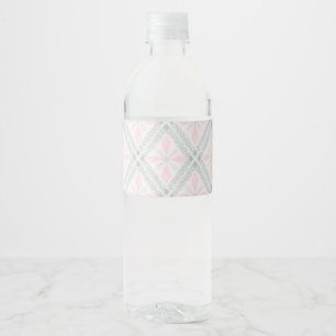 Rótulo De Garrafa De Vinho Padrão de diamante pastel verde e rosa