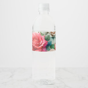 Rótulo De Garrafa De Vinho Padrão de Rosa Whimsical