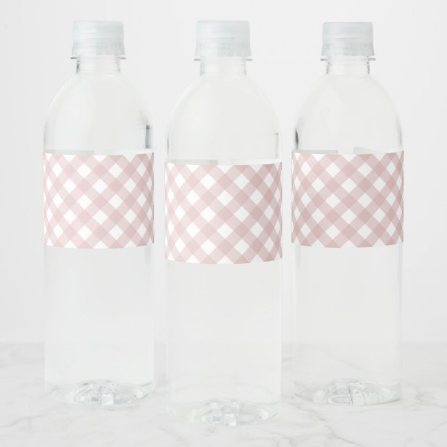 Rótulo De Garrafa De Vinho Padrão de Xadrez de Sombreado Rosa Maciço Minimali (Garrafas)