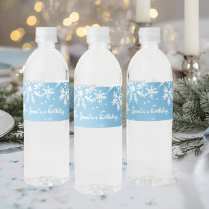 Rótulo De Garrafa De Vinho Paisagem Invernal Azul Floco de Neve