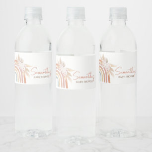 Rótulo De Garrafa De Vinho Pampas Rosa Grass Boho Rainbow