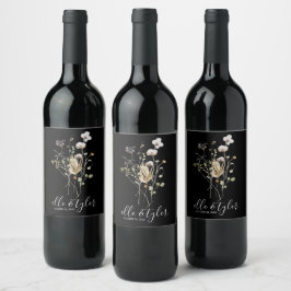 Rótulo de Garrafa de Vinho para Casamento de Flore