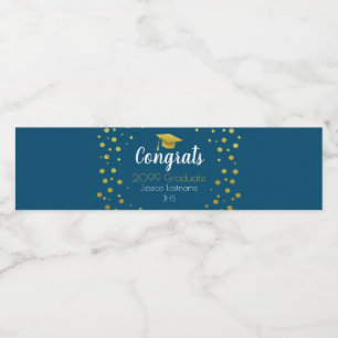 Rótulo De Garrafa De Vinho Parabéns Elegante Dourado Confetti