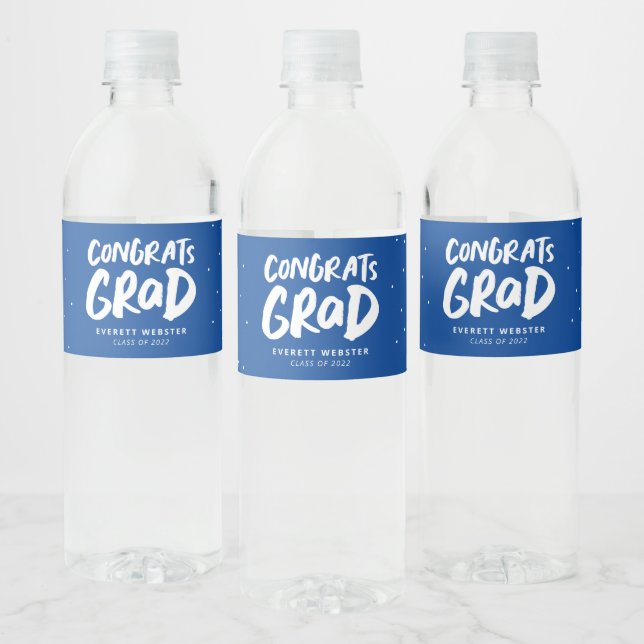 Rótulo De Garrafa De Vinho Parabéns formando a graduação personalizada azul e (Garrafas)