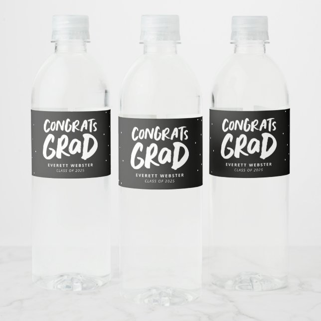 Rótulo De Garrafa De Vinho Parabéns formando preto festa de formatura branco  (Garrafas)