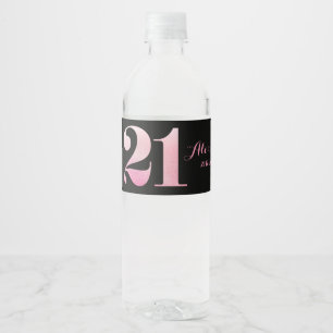 Rótulo De Garrafa De Vinho Partido de aniversário de 21 anos cor-de-rosa do