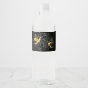Rótulo De Garrafa De Vinho Pássaro Humino Negro e Dourado
