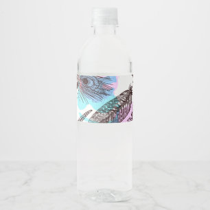 Rótulo De Garrafa De Vinho Peacock Feather