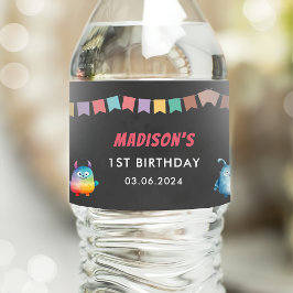 Rótulo De Garrafa De Vinho Pequena Festa de aniversário do Monstro