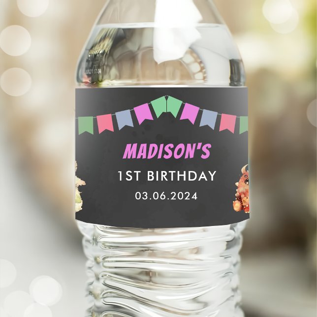 Rótulo De Garrafa De Vinho Pequena Festa de aniversário do Monstro (Criador carregado)