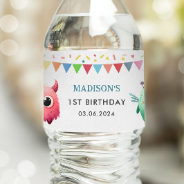 Rótulo De Garrafa De Vinho Pequena Festa de aniversário do Monstro