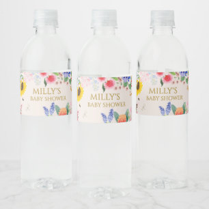 Rótulo De Garrafa De Vinho Pequena mãe de flor silvestre para o Chá de fralda