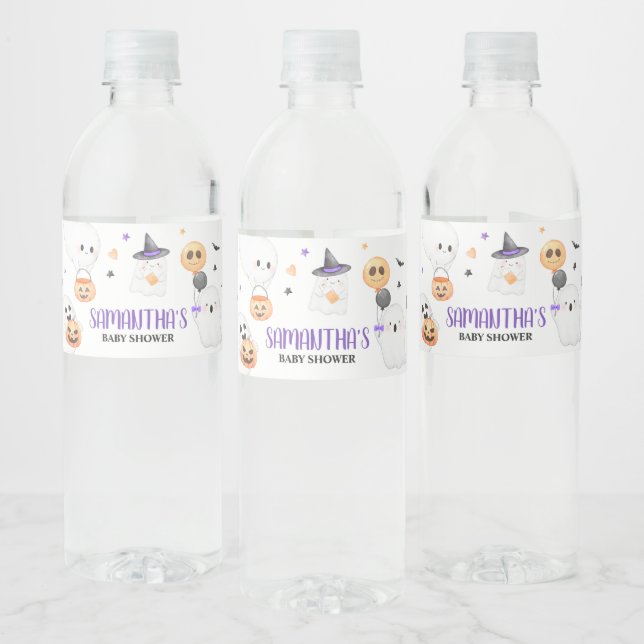 Rótulo De Garrafa De Vinho Pequeno Chá de fraldas de Halloween do Fantasma Ro (Garrafas)
