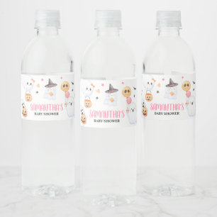 Rótulo De Garrafa De Vinho Pequeno Chá de fraldas do Dia das Bruxas Rosa Ghos