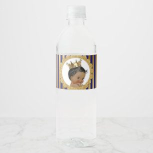 Rótulo De Garrafa De Vinho Pequeno Príncipe Coroa Étnica Azul Real Dourado