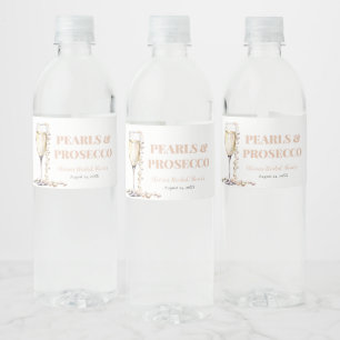 Rótulo De Garrafa De Vinho Pérolas Douradas Elegantes e Chá de panela Prosecc