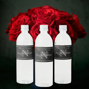 Rótulo De Garrafa De Vinho Personalizado de 25 de Aniversário Elegante + Mono