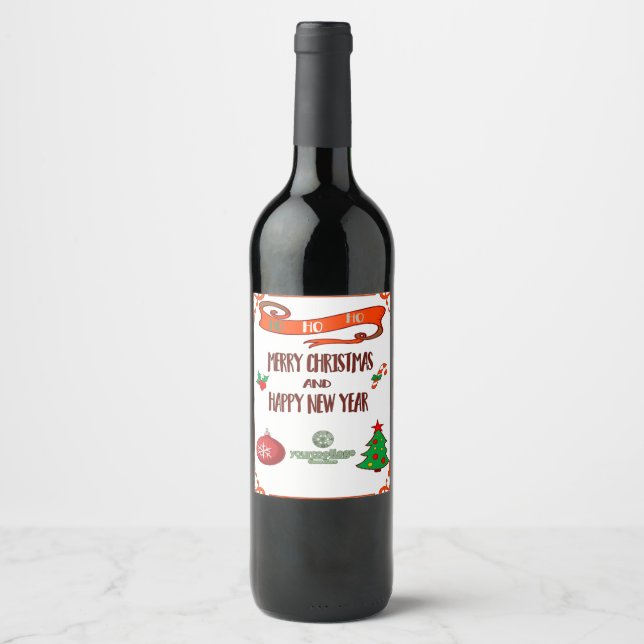Rótulo de Garrafa de Vinho Personalizado de Feliz  (Frente)