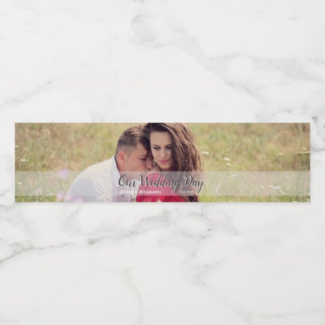 Rótulo De Garrafa De Vinho Personalizar nossa Foto do Dia do Casamento (Rótulo Único)