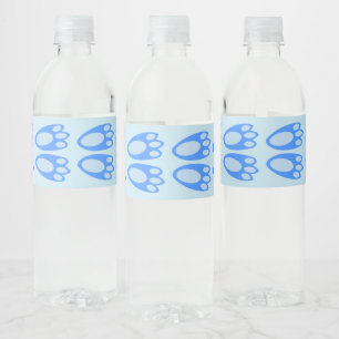 Rótulo De Garrafa De Vinho Pés de Coelho Bebê Menino Azul Fofo Padrão de Pásc