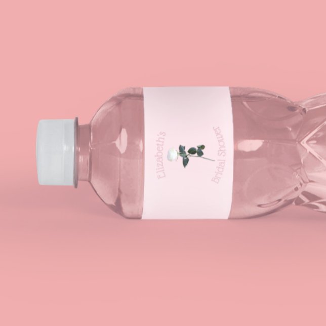 Rótulo De Garrafa De Vinho Pétala de Rosa Branca Chuveiro de Noiva (Criador carregado)