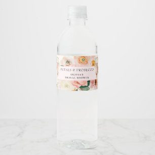 Rótulo De Garrafa De Vinho Pétalas Florais Cor-de-Rosa & Brunch de Chá de Beb